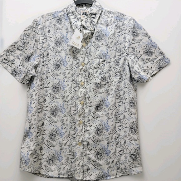 NEW Kennington Birds Nature Classic Short Sleeve Button Shirt Mens‎ Size M NWT - Picture 1 of 12